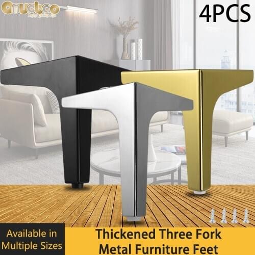 [Onuobao] 4PCS Furniture Leg High Load Wrought Iron Right-angled Sofa Leg With Screw for Sofa Coffee Desk Cabinet Bed 1pcs