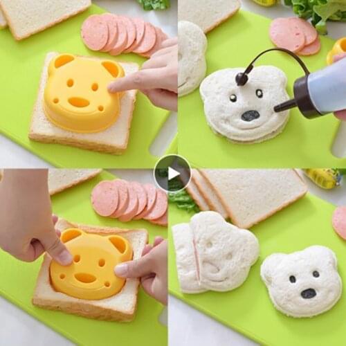 Teddy Bear Sandwich Mold Kitchen Accessories Cute Baking Pastry Tools Toast Bread Making Cutter Mould Children Interesting Food