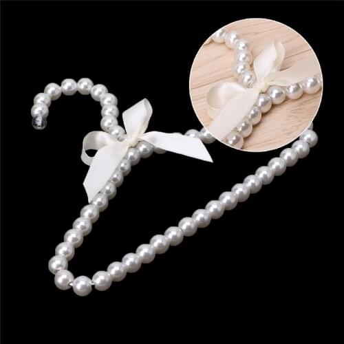 Fashion Plastic Pearl Bow Clothes Clothing Hanger For Kids Children Pet Dog Cat