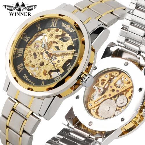 Fashion Mechanical Watches for Men Roman Digital Dial Mechanical Watch for Teenagers Business Skeleton Mechanic Watch for Boy