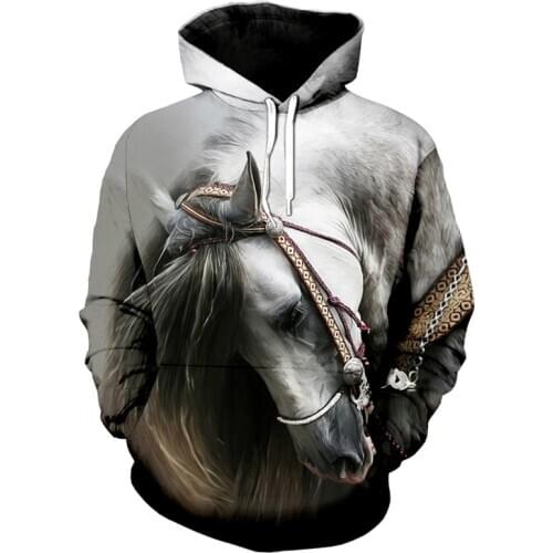 2020 New Fashion Men Harajuku Hoodies white horse animal 3D Printed Hooded Sweatshirt For Men & Women Drop shipping