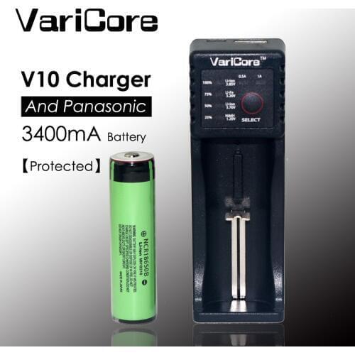 2017 New Protected 18650 3400 mAh battery NCR18650B original PCB 3.7V + VariCore V10 charger