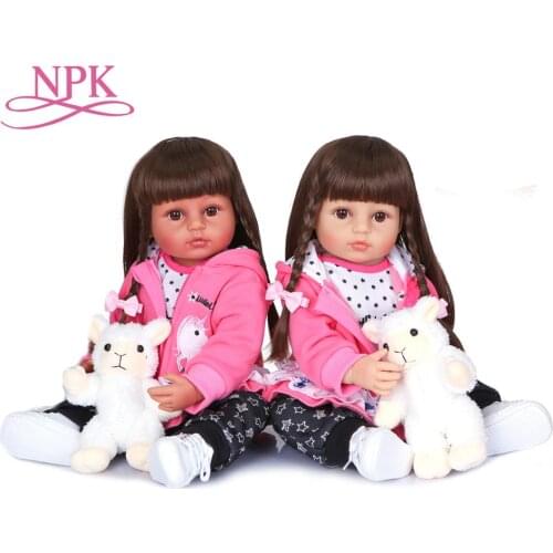 55CM original NPK full body silicone bebe doll reborn toddler girl princess doll in pink colth bath toy flexible soft touch