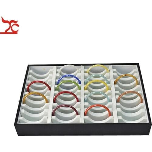 Bangle Jewelry Display Case 40 Slots Leatherette Compartments Jade Gold Bracelet Tray Bangle Storage Holder Organizer Box