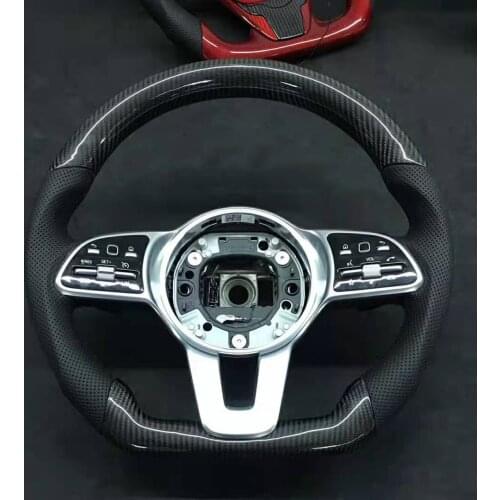 Cuatomized Real Carbon Fiber Sports Steering Wheel Alcantara Leather compatible for Mercedes-Benz A-Class S-Class A200 2019-2021