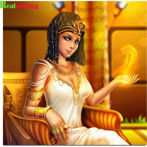 Full square round diamond painting Cleopatra Queen beauty diamond embroidery 5D rhinestone mosaic diamond inlaid pattern N1904
