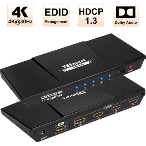 HDMI Splitter The Colorful Top Quality Ultra HD 4K HDMI Switch 1x4 with Power Adapter HDTV DVD Xbox 360 One PS3 PS4