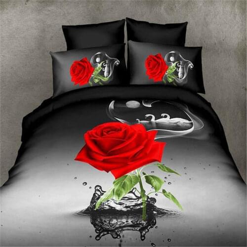 Bedclothes Luxury Jacquard Bedclothes 3d Rose Wedding Flat Bed Linen 100% Microfibre Bedding Set Duvet Cover Housse De Couette