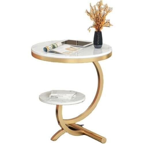 Nordic light luxury marble coffee table creative round living room sofa side corner desk modern simple balcony small tea mesa