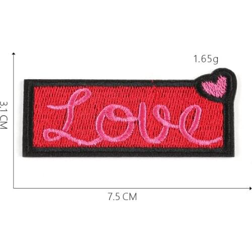 LOVE Letter Pink Iron On Patches Shirt Shorts Fashion Logo Embroidery Clothing Fashion Badge