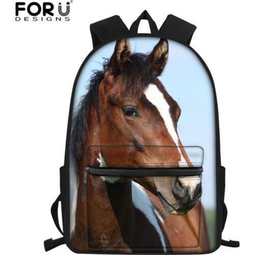 FORUDESIGNS Girls Children Student School Bag Horse Shark Animal High Capacity Women Backpack Travel Bag Laptop Pack Bagpacks