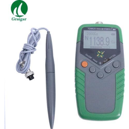 TD8620 Hand-Held Digital Tesla Meter Permanent Magnet Gauss Meter 5% Accuracy