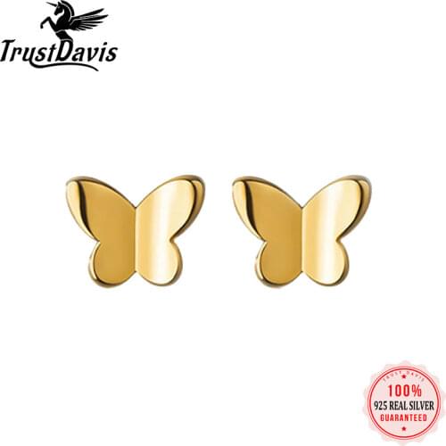 ElfoPlataSi Real 925 Sterling Silver Butterfly Stud Earring Gift For Women Daughter Girls Kids Birthday Jewelry DD644