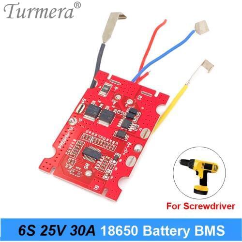 Turmera 6S 25V 30A Li-ion Lithium Battery BMS 18650 battery screwdriver shura Charger Protection Board fit for drill 21.6V 25V