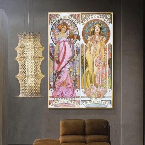 Alphonse Mucha Vintage Illustration Canvas Posters and Prints Decorative Art Nouveau Painting Goddess Wall Art Picture Cuadros