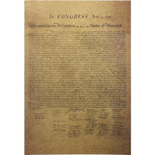 Vintage Retro Kraft Paper Poster Declaration Of Independence Playbill Bar Cafe Room Home Wall Decor Sticker