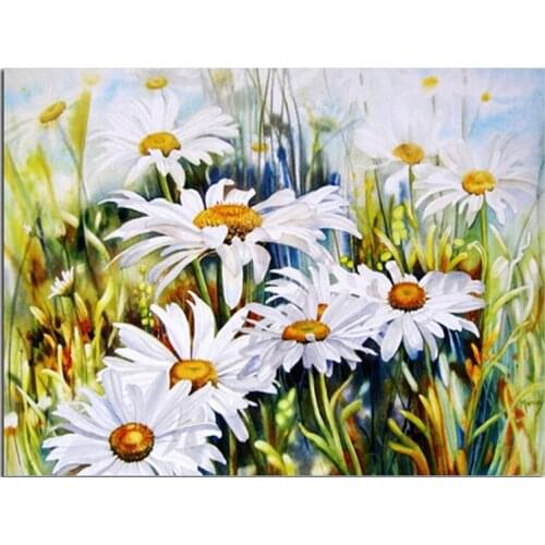 Knitting Needlework Flower 5D Diamond Embroidery Cross Stitch Patchwork Diy Diamond Painting Sticker Square Diamond Mosaic Daisy