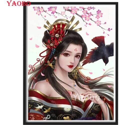 Japanese Geisha Woman Diamond Painting Cross Stitch DIY 5D Diamond Mosaic Mural Art Square Round Diamond Embroidery Set