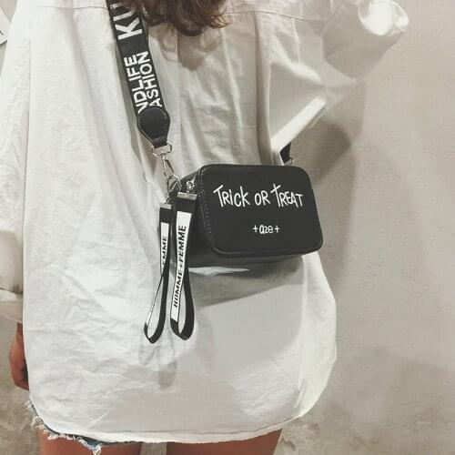 Womens bag 2020 new single shoulder bag personality contracted sloping shoulder bag letter wide strap ladies bag