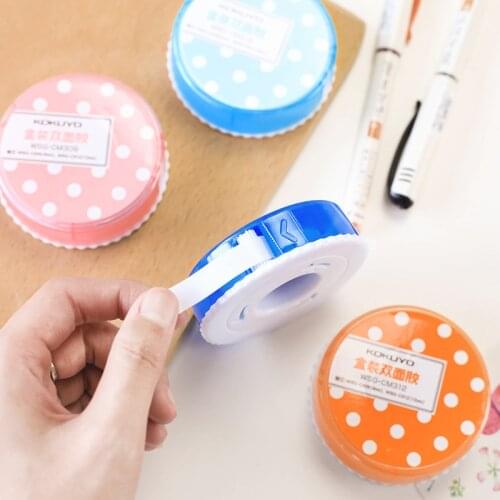 1 pc KOKUYO WSG-CM Double-Sided Tape Box 3m*12mm 3m*9mm Replacement 12mm*5m 9mm*5m Cute Wave Point Design DIY Tools