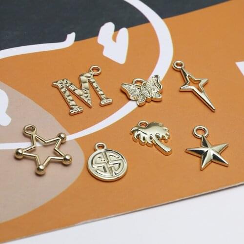 10pcs Korean Elegant Retro Star Butterfly Coconut Tree Earrings For Women Trendy Pendant diy Jewelry Necklace Accessories