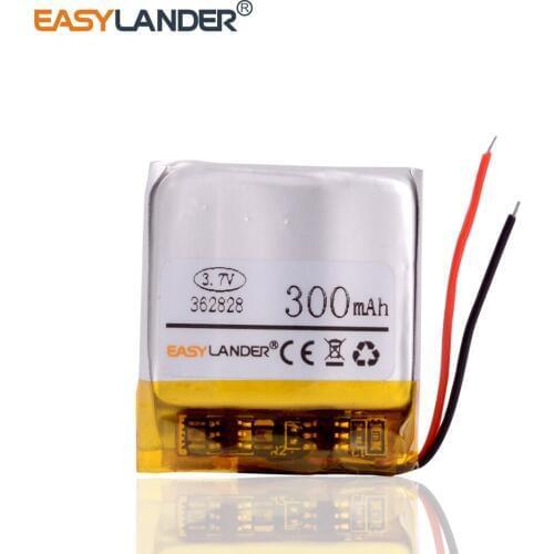 10pcs /Lot 3.7v lithium Li ion polymer rechargeable battery 362828 300mah MP3 DIY gift / toy Bluetooth voice recorder