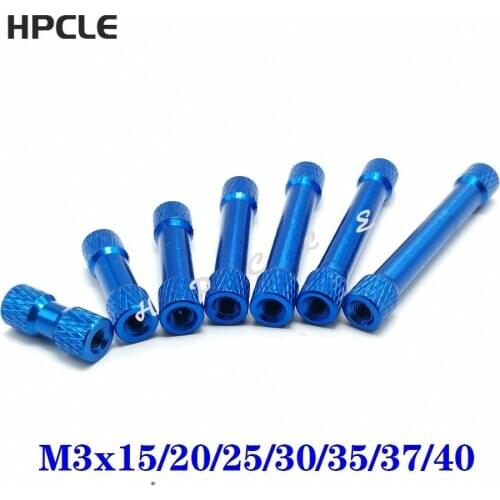 10pcs M3*15/20/25/30/35/37/40mm Deep blue Knurled Aluminum Standoff Spacers OD=6mm Multicolor aluminum Rods for RC Parts