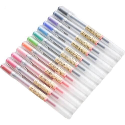 Creative12 pcs/lot Gel Pen 0.5mm Colour Ink Marker Pens Writing Stationery Japanese MUJIs Pen Style School Office Supplies Gift