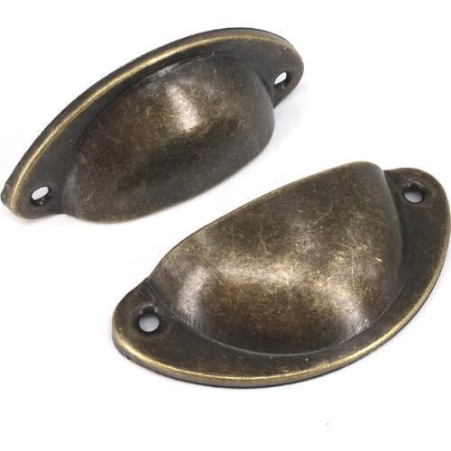 82mm*35mm Solid Brass Iron Antique Shell Cup Drawer Cupboard Cabinet Door Pull Handles 20PCS