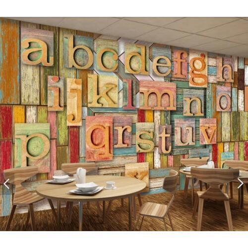 English Letter Murals Wallpaper Canvas Painting Art Home Wall Decor for Living Room Contact Paper Vintage Wall Papers Roll