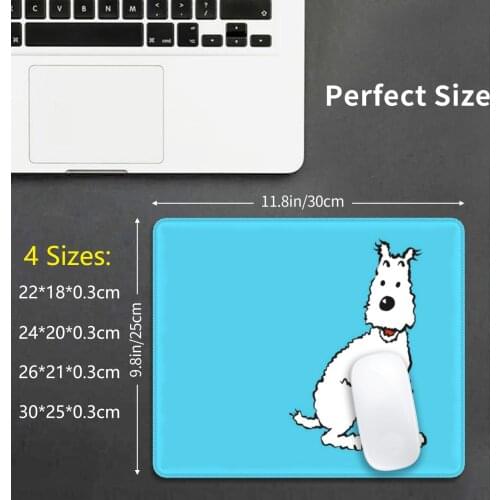 White Dog | Comic | Dog Illustration Mouse Pad DIY Print Dog White Milu Blue Tintin Tin Tin Comic White