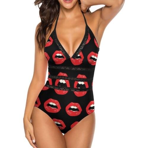 Lip Swimsuit Whole Sale Onepiece Swimwear Ladies Sexy Pool Bathing Suit