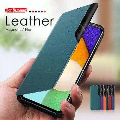 For a52 5G case leather texture smart view window flip for samsung a52 a 52 samsun a52 4g samsunga52 6.5'' magnetic stand covers