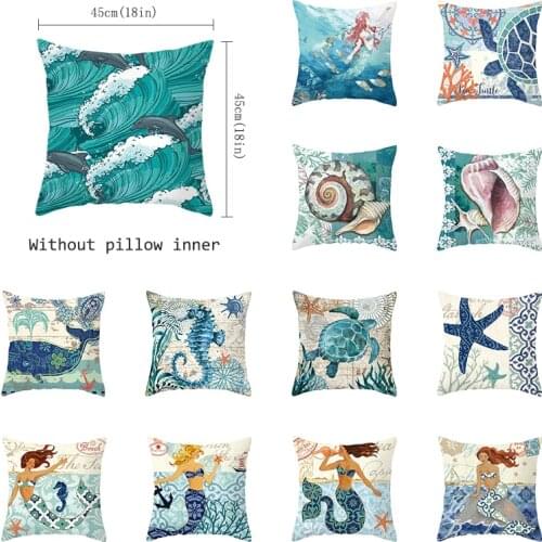Decorative Cushions For Sofa Anchor Pillowcase Print for Sofa Polyester Square Home Decoration Pillow Sea Maid Coussin Decor