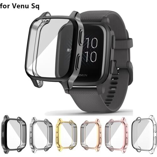 For Garmin Venu SQ Case, All-Around Protective TPU Bumper Cover Screen Protector Case for Garmin Venu SQ Smartwatch