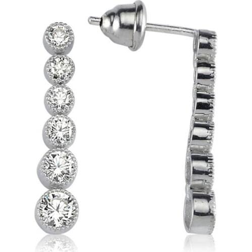 Valori Jewels 1.41 Carat, Zirconia White Round Gemstone, Rhodium Plated, Tennis Earrings