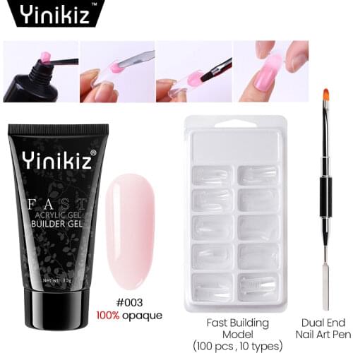 Yinikiz 30ml Jelly Poly Extension Nail Gel Quick Building Nail Art Tips Extend UV Builder Gel Camouflage Finger Extend Set