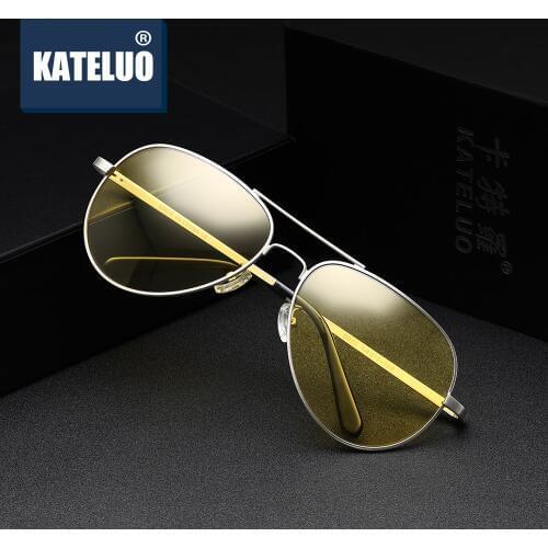 KATELUO 2020 Yellow Car Glasses Night Vision Goggles Mens Anti-glare Glasses for Driving Women Pilot Polarized Sunglasses 0922