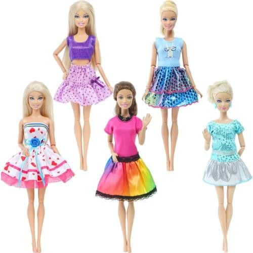 Random 5 Pcs/Lot Fashion Wedding Party Dress Princess Girl Gown Dollhouse Costume 1:6 Clothes for Barbie Doll Accessories Toy