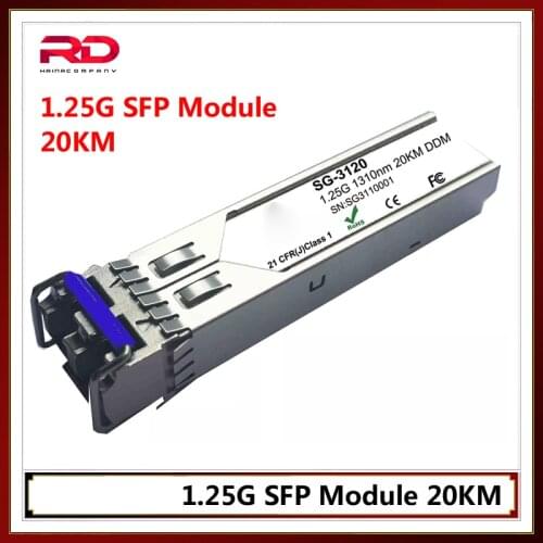 1.25G SFP Module 20km 1310nm Transceiver Module compatible For Huawei Mikrotik Ubiquiti TP-link D-Link Cisco