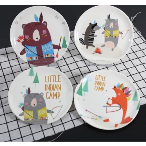 Cartoon Dessert disc Imitation Porcelain Dinner Plate Cute Breakfast Plate Home Children Tableware Kitchen Accessories Supplies