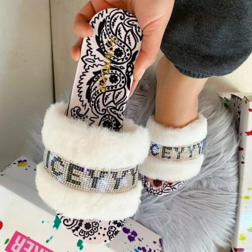 Spring Soft Slippers With Fur For Home Fluffy Plush Winter Slippers Warm Fuzzy House Slipper Female Women Slides Shoes