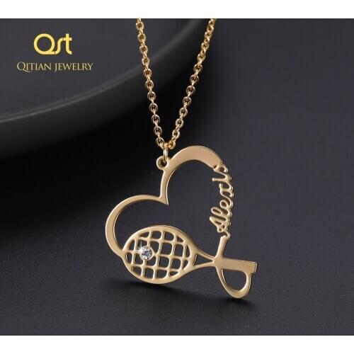 Personalized Tennis Name Necklace & Birthstone Profession Pendant Chain Custom Racket Necklace Necklace Gift for Tennis Player