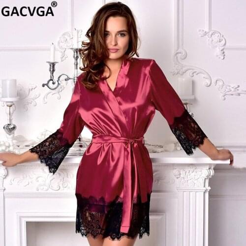GACVGA Imitate Silk Dress With Belt Lace Patchwork Long Sleeve Women Elegant 2021 Autumn Sexy Club Party Mini Dresses Vestidos
