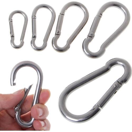 304 Stainless Steel Spring Carabiner Snap Hook Keychain Quick Link Lock Buckle