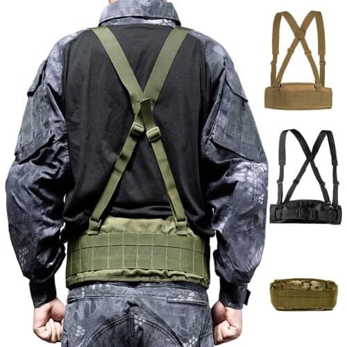 Nylon Tactical Molle Belt Mens Combat Airsoft Paintball Girdle H-shaped Army Hunting Military Waist Belt Waistband Accessories