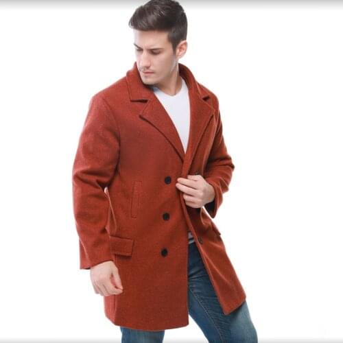 New Woolen Coat Windbreaker Mens Double Breasted Warm Wool Top Jacket Slim Fit Lapel Windbreak 2021 Fashion Man Winter Coat