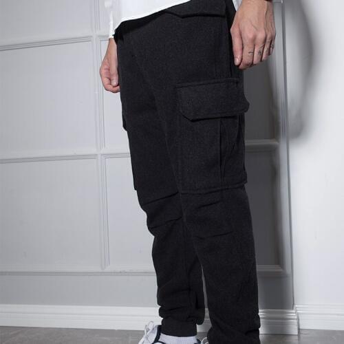 Wool pants mens winter trousers small-foot loose overalls thick winter outside of the gauntlet wear hip-hop