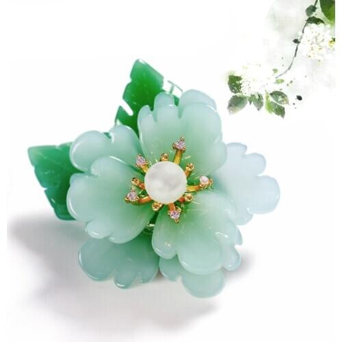 Muylinda Chinese Traditional Handmade Begonia Flower Brooch Jewelry Glass Natural Freshwater Pearl Pin For Women Best Gift