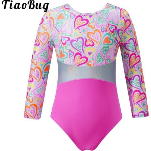 Dance Leotard for Kids Girls Ballet Gymnastics Long Sleeves Dance Wear Ballerina Stage Performance Bodysuit Leotard Tutu Dress